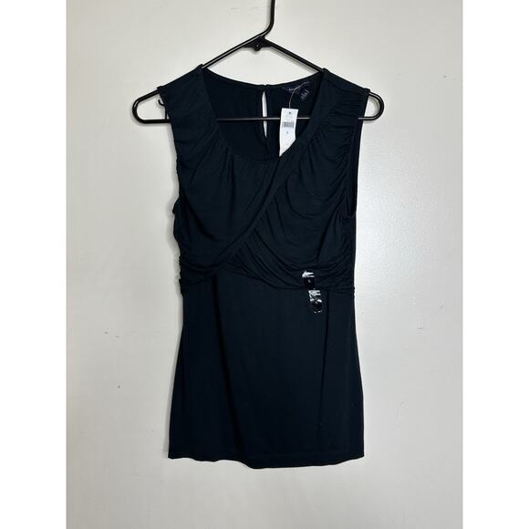 Banana Republic NEW Size Small Black Sleeveless Top Fold over Detail Stretchy - Picture 1 of 7